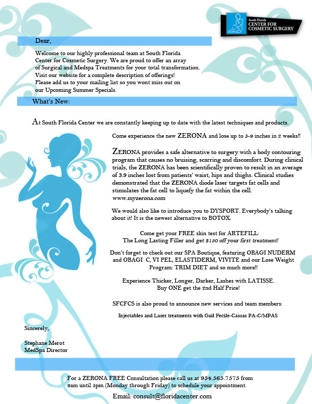 Florida Center Zerona Newsletter